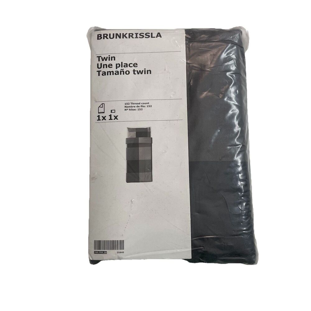 Ikea Duvet Cover Pillow Cover Case Sham  Brunkrissla Checkered Plaid Grey Twin
